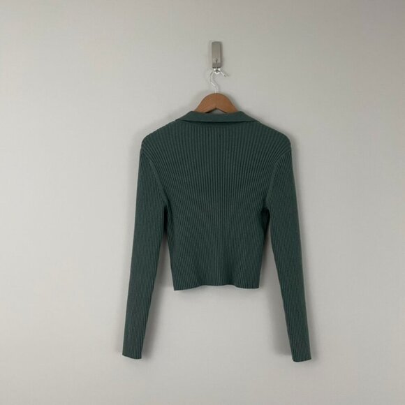 Aerie Gotta Jet Polo Cardigan Sweater in Forest Green Size Large - Picture 3 of 6